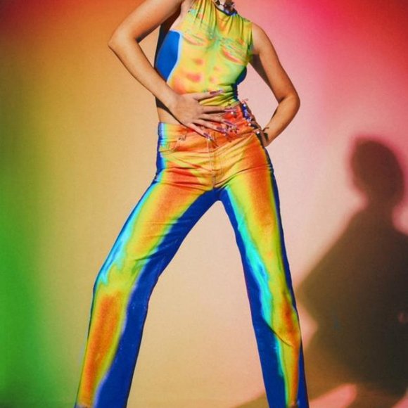 RARE JADED London Touch Me Jeans- Heatmap PrintPetite US6 W28